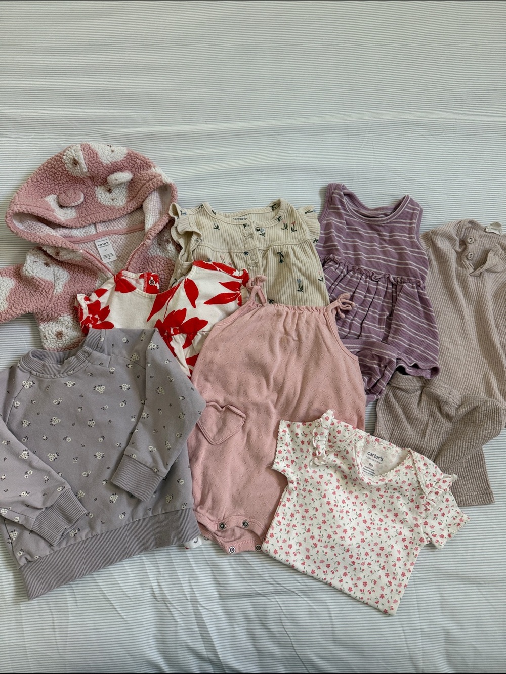 Carter's Pink, Mauve, Cream & Red Baby Girls Matching Set
